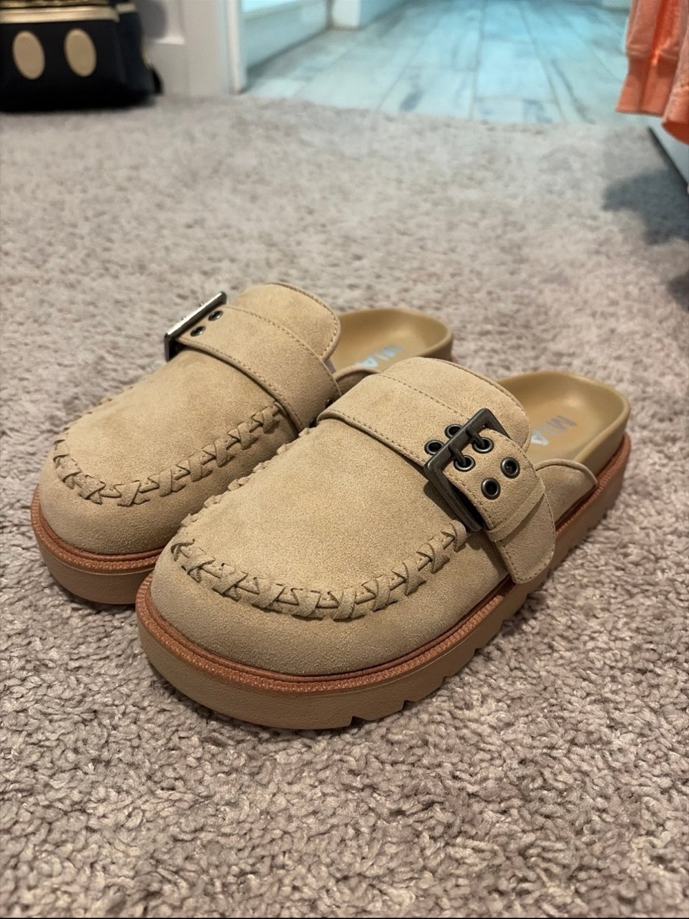 Women's MIA Zaina Ease My Mind Mules with Buckle Detail